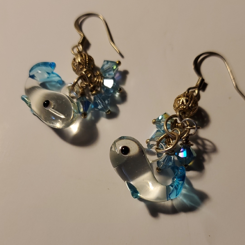 Cute Glass Whale Earrings